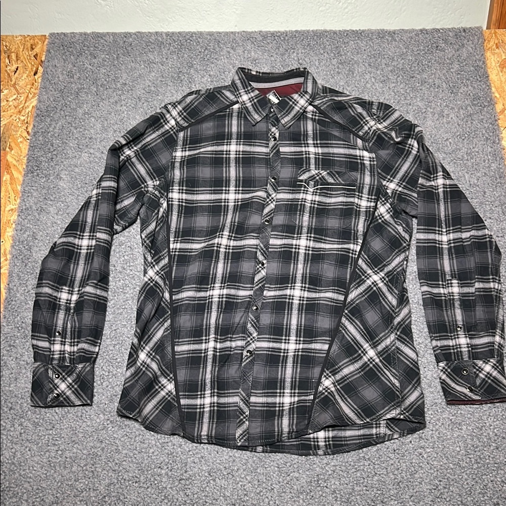 INC International Concepts Black and White Plaid Shirt